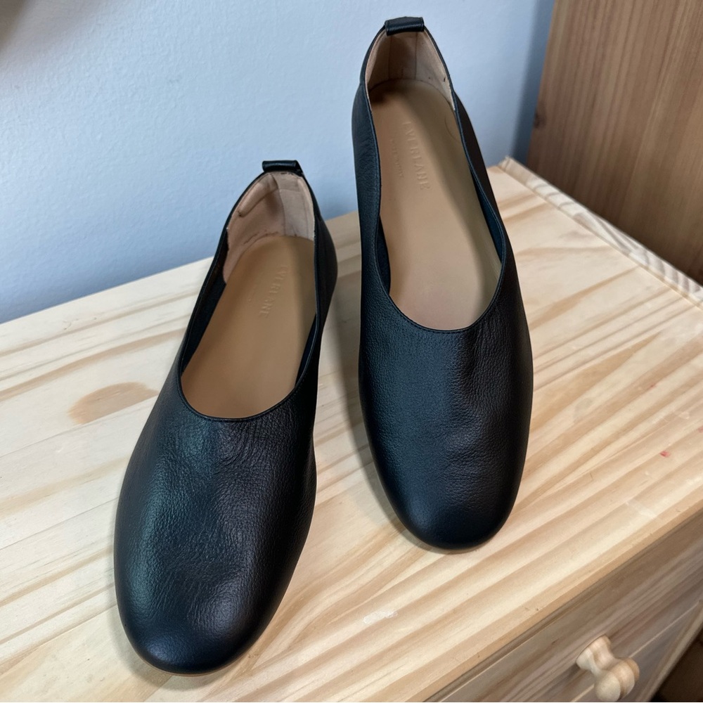 Everlane The Glove Flats Black Leather size 9.5 NWOT - Picture 2 of 8